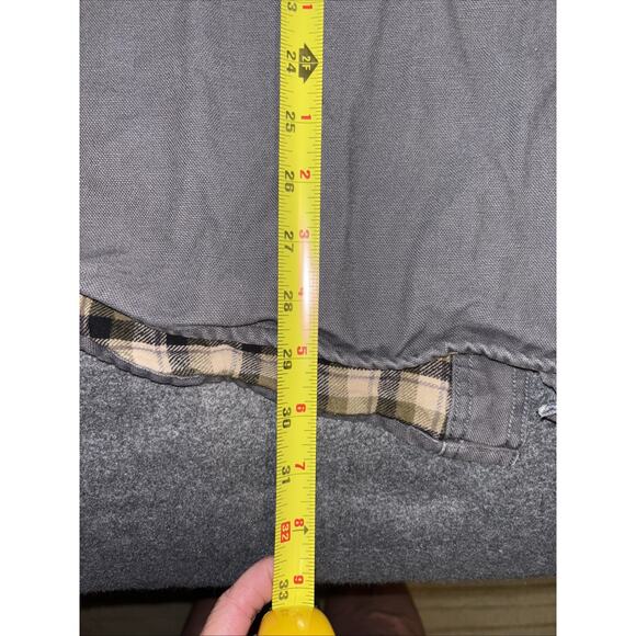 Carhartt Mens Large Gray Canvas Jacket Rugged Flex Fit Fleece-Lined Shirt - Picture 9 of 12